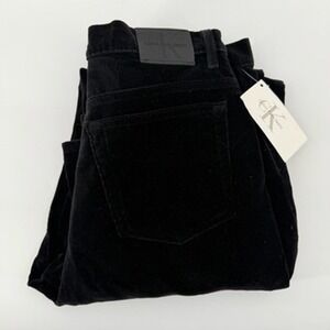 Calvin Klein Jeans Womens Black Velvet Straight Leg 5-Pocket Pants Sz 12